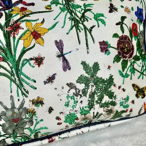 Gucci Flora GG Vintage Large Shoulder Bag tote Good USED with scarf RARE. GIFT! - Picture 7 of 16